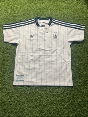 adidas Liverpool FC 2025-26 Terrace Icons Jersey White Striped Size XS JW5466